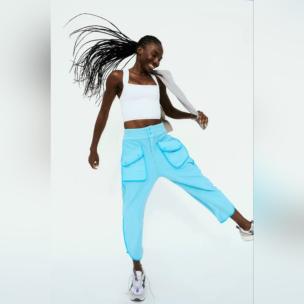 FP Movement by Free People Bright Blue Wide Leg Cargo Pants